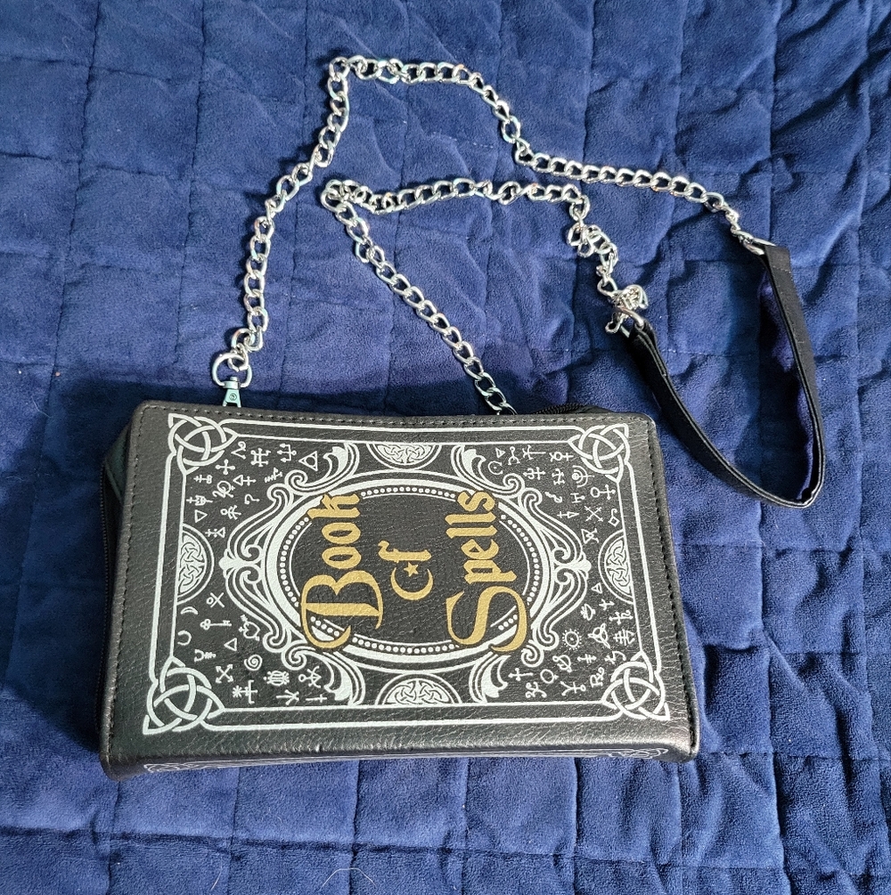 Spirit Halloween Black and Gold Book of Spells Bag